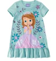 Vestido Princesa Disney Infantil Menina Sofia em Malha Saia Babado Gola Reforçada - Malwee