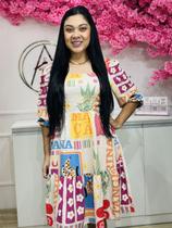 Vestido Princesa Estampando Bege Tamanho M veste 38 ao 44