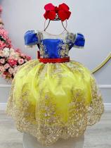 Vestido Princesa Maçã 7 Anões Realeza Dourada Luxo Infantil