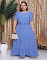 Vestido Princesa Plus Detalhe em Botão no Busto Vestido Princesa Plus Detalhe em Botão no Busto