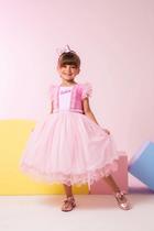 Vestido Princesa Temático Barbie Rosa Vestido Princesa Temático Barbie Rosa