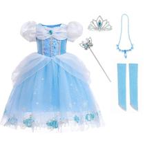 Vestido Princess DLYING Cinderella Blue para meninas de 5 a 6 anos Vestido Princess DLYING Cinderella Blue para meninas de 5 a 6 anos