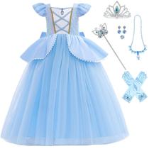 Vestido Princess DLYING Cinderella Blue para meninas de 7 a 8 anos Vestido Princess DLYING Cinderella Blue para meninas de 7 a 8 anos