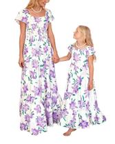 Vestido Qin.Orianna Mommy and Me Summer Floral Beach Maxi Purple Vestido Qin.Orianna Mommy and Me Summer Floral Beach Maxi Purple