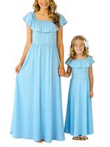 Vestido Qin.Orianna Mommy and Me Summer Off Shoulder Beach