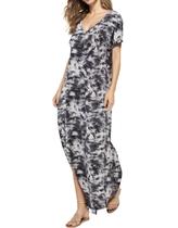 Vestido que combina com decote em V, casual, solto, manga curta, maxi com bolso Vestido que combina com decote em V, casual, solto, manga curta, maxi com bolso