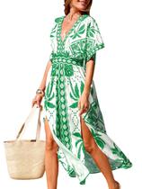 Vestido quimono de praia CUPSHE Boho Tropical Floral White XL