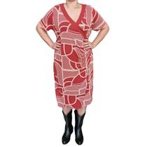 Vestido R &amp C Terracota Estampado Plus Size