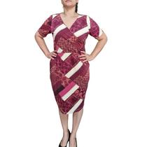 Vestido R&ampC Transpassado Marsala Plus Size