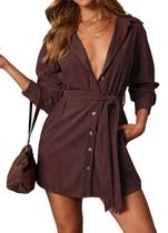 Vestido R.Vivimos Corduroy Cotton Outono Inverno 2026 com bolsos Vestido R.Vivimos Corduroy Cotton Outono Inverno 2026 com bolsos