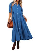 Vestido R.Vivimos de verão de algodão casual com botões e bolsos Vestido R.Vivimos de verão de algodão casual com botões e bolsos