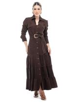 Vestido Raffiné Couro Camurça Legítimo Pele Mania - PV2947