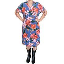 Vestido Raio de Luz Estampa Floral MC Plus Size