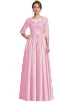 Vestido raomiao Lace Satin Mother of the Groom Wedding Pink 16 Vestido raomiao Lace Satin Mother of the Groom Wedding Pink 16