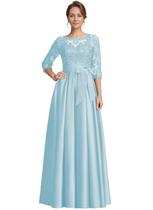 Vestido raomiao, renda, cetim, mãe do noivo, azul claro Vestido raomiao, renda, cetim, mãe do noivo, azul claro