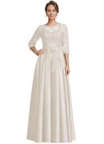 Vestido raomiao, renda, cetim, mãe do noivo, marfim, tamanho 16