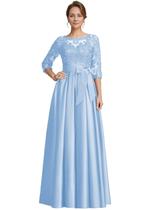 Vestido raomiao Satin Mother of the Bride com mangas azul celeste Vestido raomiao Satin Mother of the Bride com mangas azul celeste