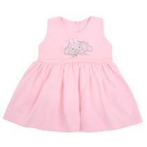 Vestido Regata Bebê Rosa Bordado Elefantinha de Malha 100% Algodão 01Peça Vestido Regata Bebê Rosa Bordado Elefantinha de Malha 100% Algodão 01Peça