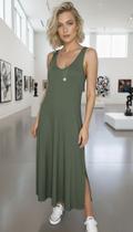 vestido regata com bolso e fenda na lateral - neide moda