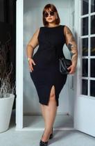 Vestido regata com nó de malha canelada plus size tam. G2 Vestido regata com nó de malha canelada plus size tam. G2