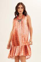 Vestido Regata Curto Marrom Tie Dye Estampa Digital Yacamim