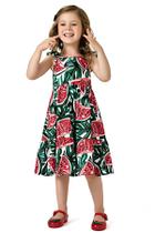 Vestido Regata Estampa Tropical Alça c/Babado Kyly