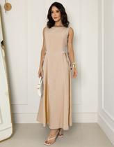 Vestido Regata Feminino Com Detalhe Na Cintura Midi