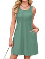 Vestido regata Kikibell sem mangas de verão, mini verde acinzentado feminino