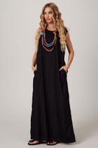 Vestido Regata Linho Midi Preto Yacamim D10 e D11