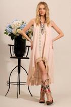 Vestido Regata Mullet Com Rendas Guipure Bege Yacamim C11