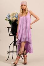 Vestido Regata Mullet Com Rendas Guipure Lilás Yacamim C19