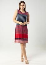 Vestido Regata Pau a Pique Listrado Azul Marinho Vestido Regata Pau a Pique Listrado Azul Marinho