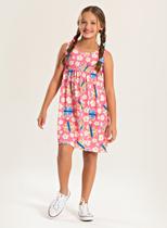 Vestido Regata Verão Menina Rosa Borboletas
