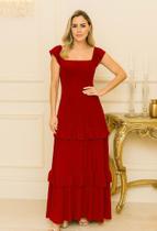 Vestido Renata Fashion Feminino Longo RODADO Alça Babado Elegante Moda Evangélica Envio Imediato