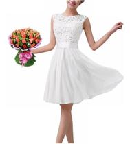 Vestido Renda 19 Civil Noiva Daminha Casamento Batizado Rodado