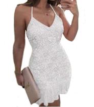 Vestido Renda Midi 14 Festa Batizado Babado Casamento Civil