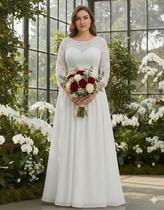 Vestido Renda Noiva 57 Festa Plus Size Civil Longo Casamento