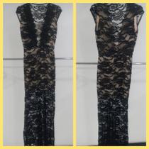 Vestido renda preto longo tam P