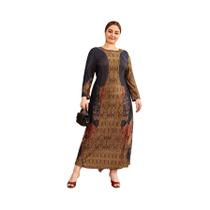 Vestido Retro Vintage Floral plus Size Para Mulheres, Manga Longa, Roupas Islâmicas Muçulmanas