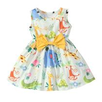 Vestido RETSUGO Girls A-Line Bowknot Animal Print Summer 4T
