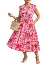 Vestido RITERA Plus Size Curvy Feminino 2X Verão Rosa Choque Floral