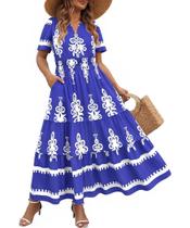 Vestido RITERA Plus Size Curvy Women 2X Boho Summer Royal Blue