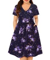 Vestido RITERA Plus Size para mulheres, verão, primavera, praia, roxo