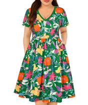 Vestido RITERA Plus Size para mulheres, verão, primavera, praia, verde