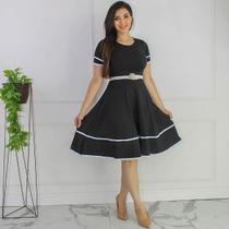 Vestido Rodado Lindo Plus Size Igreja Congresso Midi Sem Estampa Barato