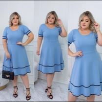 Vestido Rodado Lindo Plus Size Igreja Congresso Midi Sem Estampa Barato Vestido Rodado Lindo Plus Size Igreja Congresso Midi Sem Estampa Barato