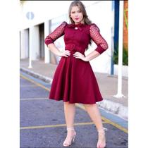 Vestido Rodado Manga 3/4 Moda Evangelica Casual Gode + Cinto Vestido Rodado Manga 3/4 Moda Evangelica Casual Gode + Cinto