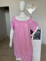 Vestido Rosa Barbie Curto Solto Viscose Plus Size Moda - Veste 46 até 48