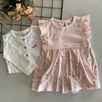 Vestido rosa bebê com Cardigan branco - Carters