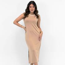 Vestido Rosa Bella Midi Regata Feminino Vestido Rosa Bella Midi Regata Feminino